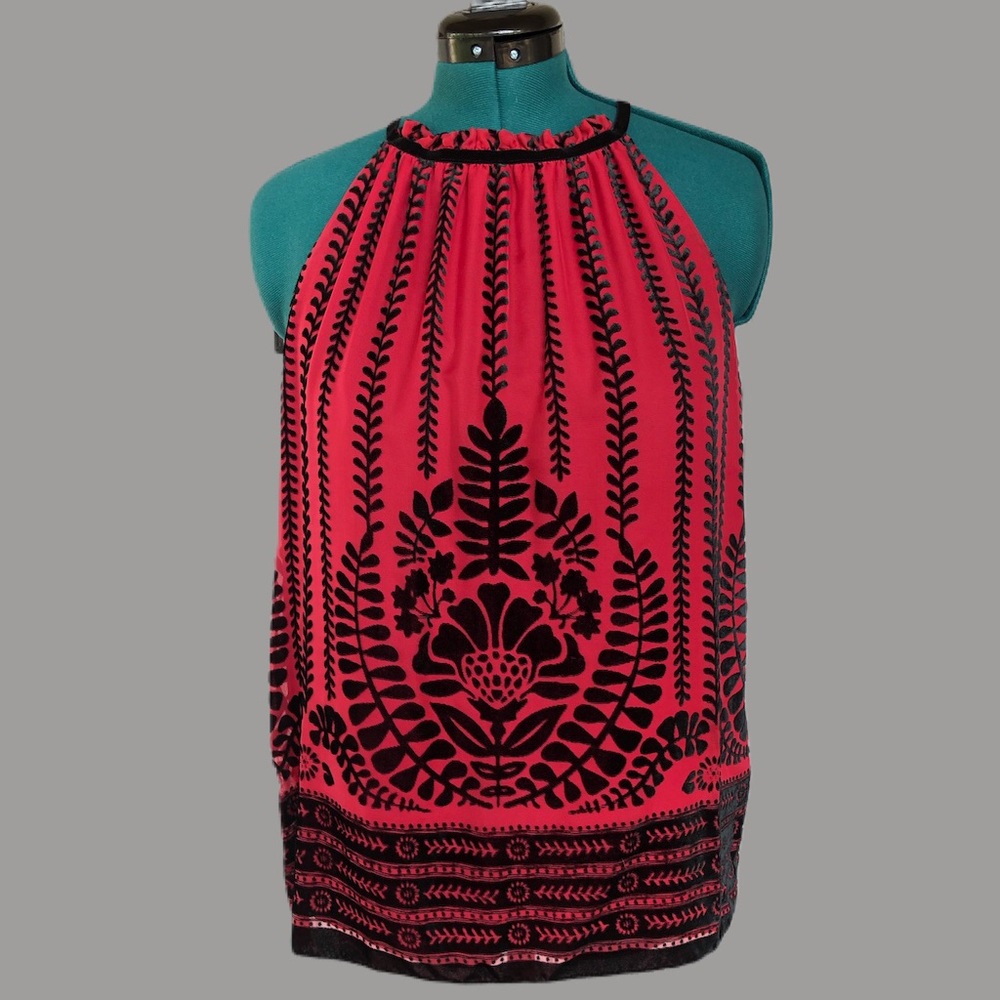 Max Studio  Red and Black top. Size L